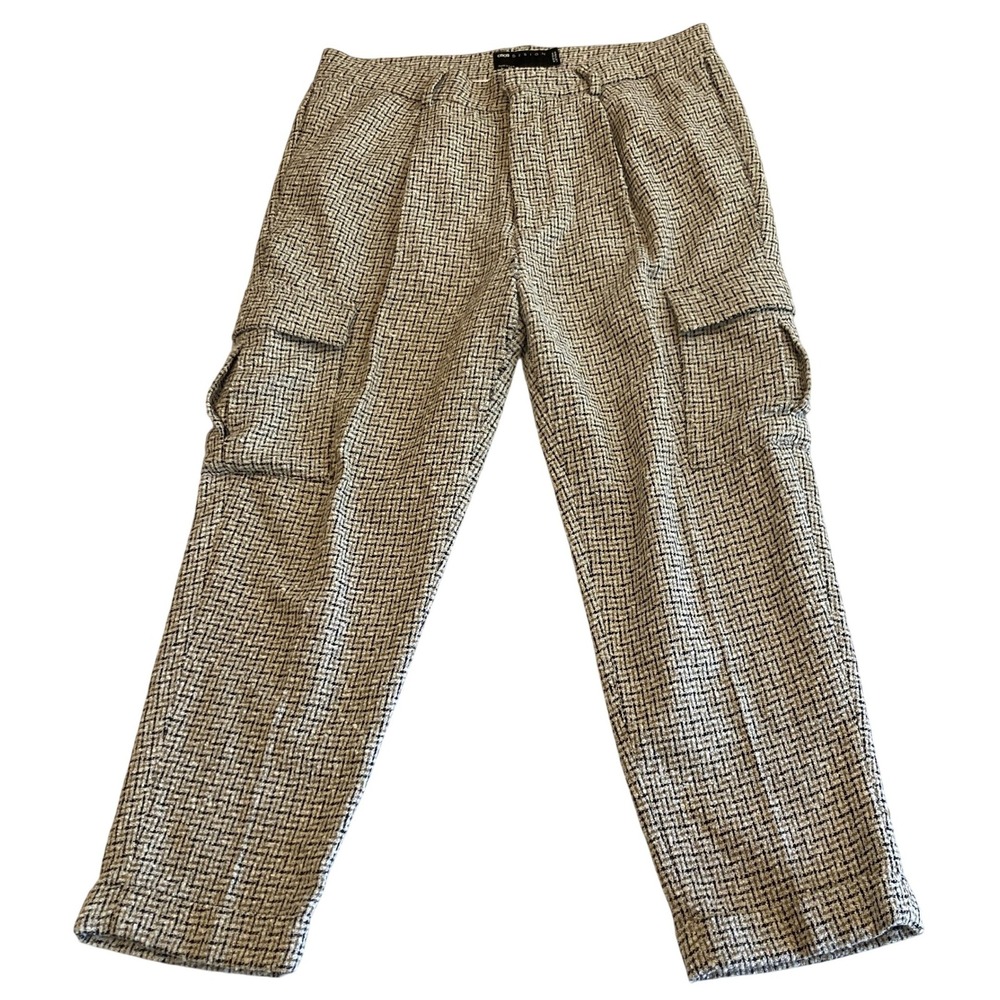ASOS DESIGN Pants Mens 32x30 (Fit 32x23) Wool Blend Basketweave Cargo Textured